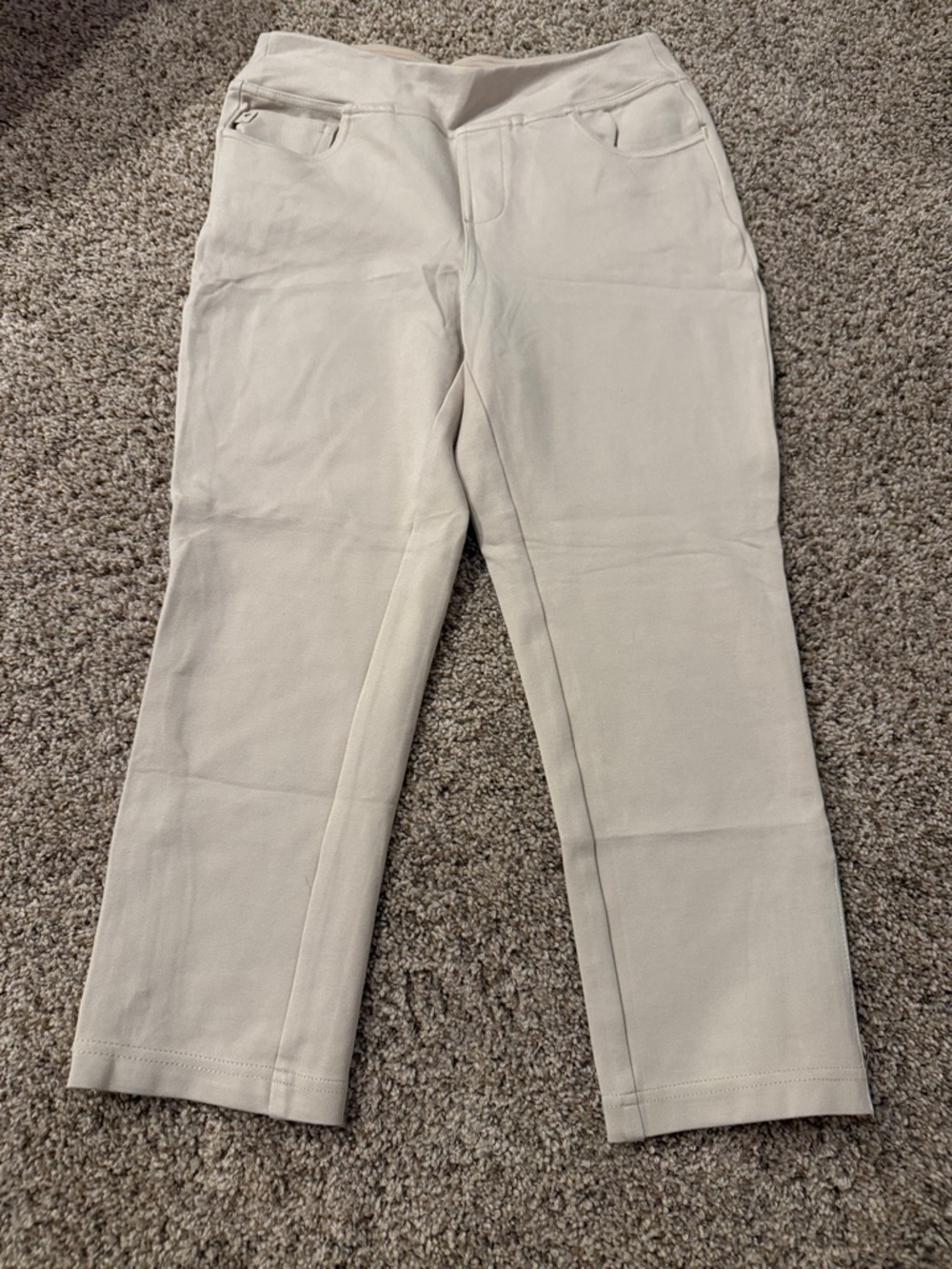 Belle by Kim Gravel Cream Cropped Ponte Pants